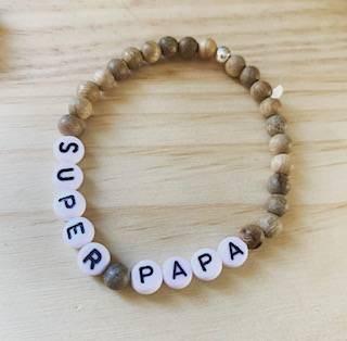Bracelet HOMME perles bois encens & perles lettre - 15€